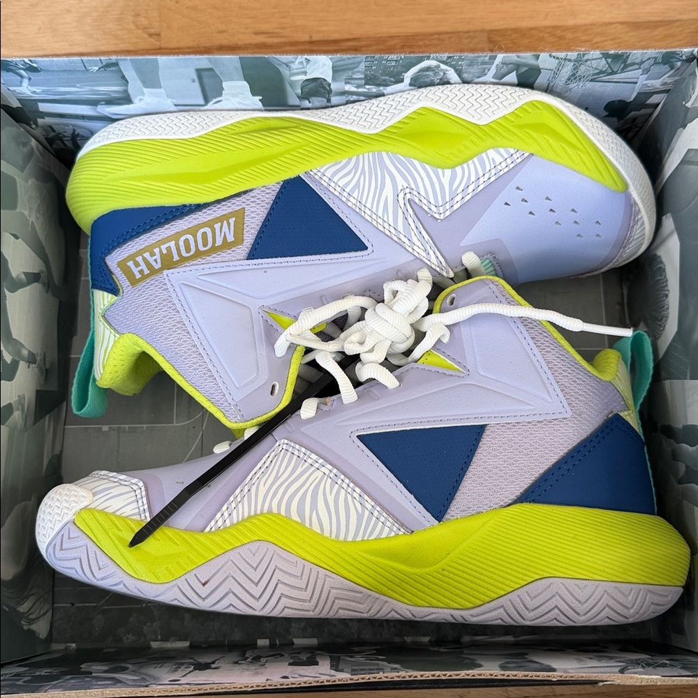 NIB Moolah Press Break Lilac / Navy / Green Size 5Y Kids Neon Sneakers